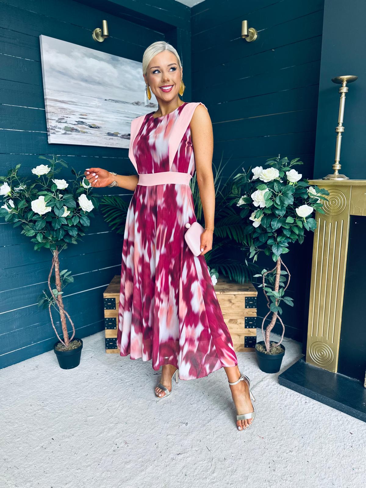 Addison Detailed Midi Dress Burgundy
