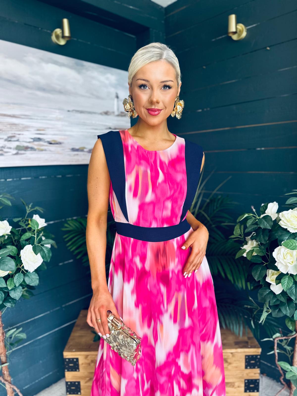 Addison Detailed Midi Dress Fuchsia