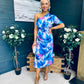 Emer One Shoulder Midi Dress Blue