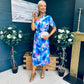 Emer One Shoulder Midi Dress Blue