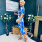 Emer One Shoulder Midi Dress Blue