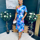 Emer One Shoulder Midi Dress Blue