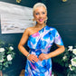 Emer One Shoulder Midi Dress Blue