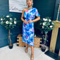 Emer One Shoulder Midi Dress Blue