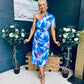 Emer One Shoulder Midi Dress Blue