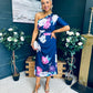 Emer One Shoulder Midi Dress Navy