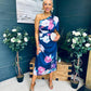 Emer One Shoulder Midi Dress Navy