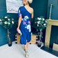 Emer One Shoulder Midi Dress Navy