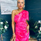 Emer One Shoulder Midi Dress Pink