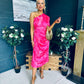 Emer One Shoulder Midi Dress Pink