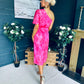 Emer One Shoulder Midi Dress Pink