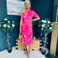 Emer One Shoulder Midi Dress Pink
