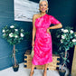 Emer One Shoulder Midi Dress Pink