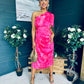 Emer One Shoulder Midi Dress Pink