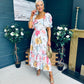 Davina Puff Sleeve Midi Dress White