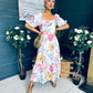Davina Puff Sleeve Midi Dress White