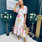 Davina Puff Sleeve Midi Dress White