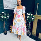 Davina Puff Sleeve Midi Dress White