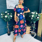 Davina Puff Sleeve Midi Dress Navy