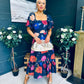 Davina Puff Sleeve Midi Dress Navy