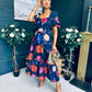 Davina Puff Sleeve Midi Dress Navy
