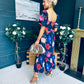 Davina Puff Sleeve Midi Dress Navy