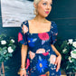 Davina Puff Sleeve Midi Dress Navy