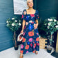 Davina Puff Sleeve Midi Dress Navy