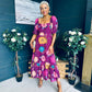 Davina Puff Sleeve Midi Dress Berry