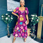 Davina Puff Sleeve Midi Dress Berry