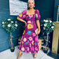 Davina Puff Sleeve Midi Dress Berry