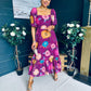 Davina Puff Sleeve Midi Dress Berry