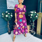 Davina Puff Sleeve Midi Dress Berry