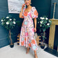 Davina Puff Sleeve Midi Dress Blush