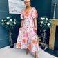 Davina Puff Sleeve Midi Dress Blush