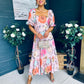 Davina Puff Sleeve Midi Dress Blush