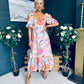 Davina Puff Sleeve Midi Dress Blush