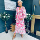 Judith Pleated Midi Dress Floral Pink