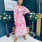 Judith Pleated Midi Dress Floral Pink