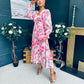 Judith Pleated Midi Dress Floral Pink