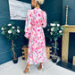 Judith Pleated Midi Dress Floral Pink