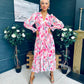 Judith Pleated Midi Dress Floral Pink