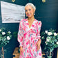 Judith Pleated Midi Dress Floral Pink
