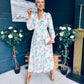Judith Pleated Midi Dress Floral Green