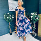 Dione Banded Midi Dress Floral Navy