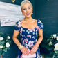 Dione Banded Midi Dress Floral Navy