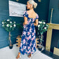 Dione Banded Midi Dress Floral Navy
