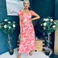 Dione Banded Midi Dress Coral