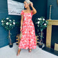 Dione Banded Midi Dress Coral