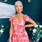 Dione Banded Midi Dress Coral